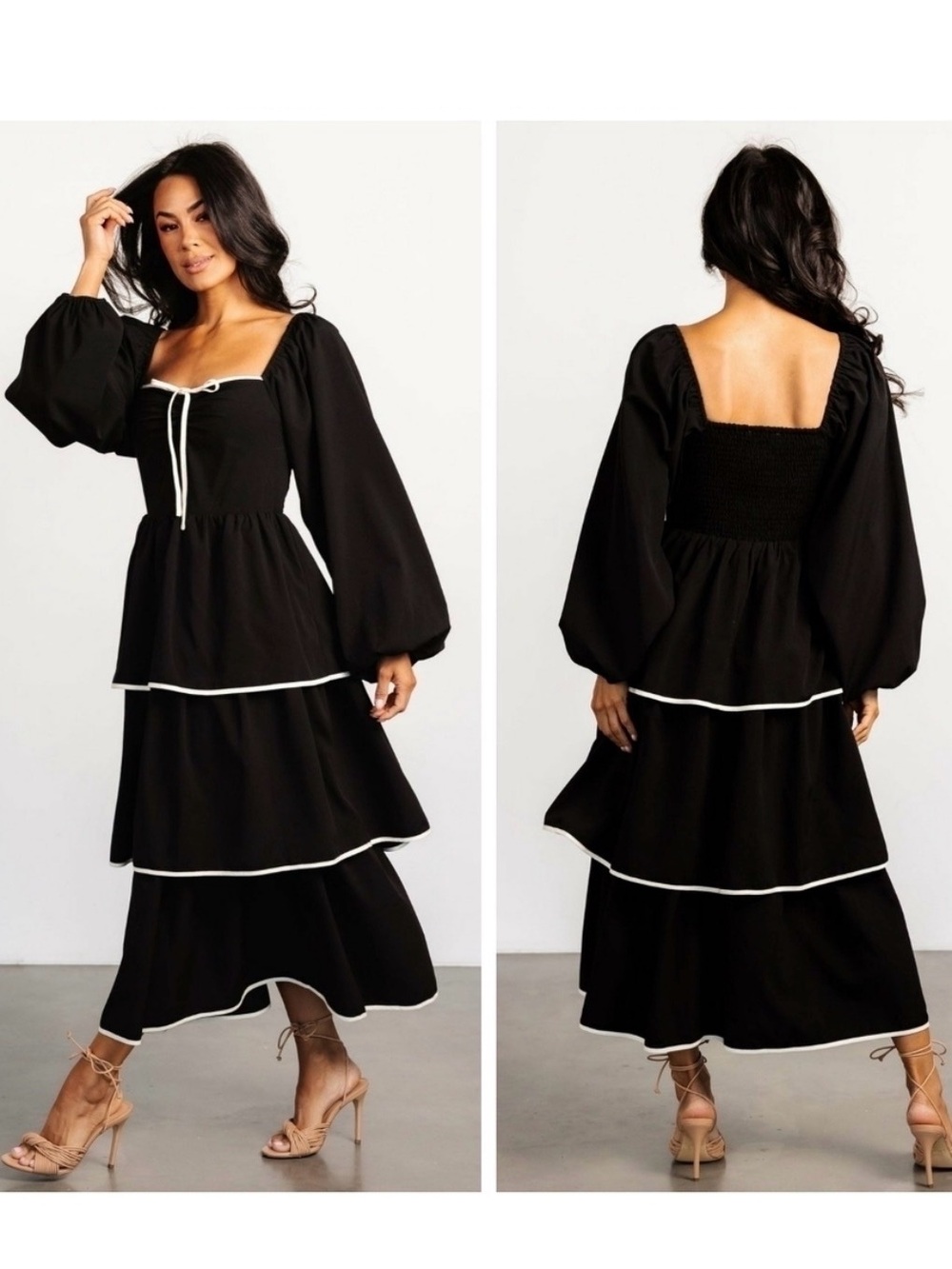 Baltic Born Black Barcelona Tiered Maxi Dress NWT XL Formal Wedding Milkmaid Y2K